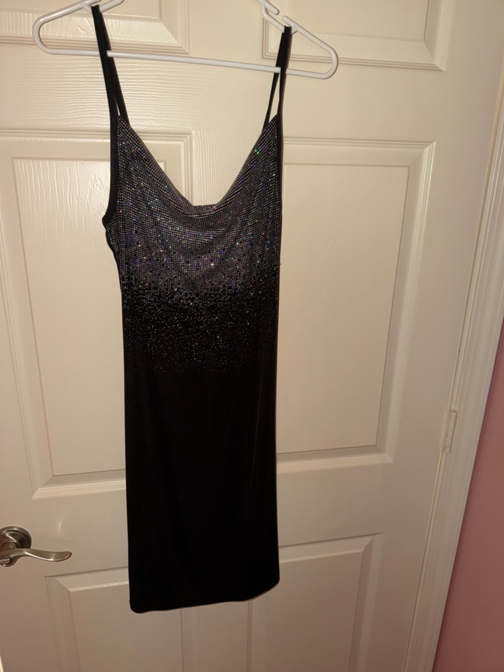 eye candy Black Sequin Cowl Neck Mini Dress